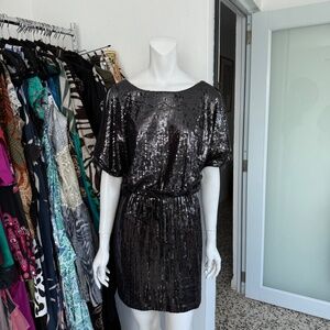 Cache Black Sequin Party Dress